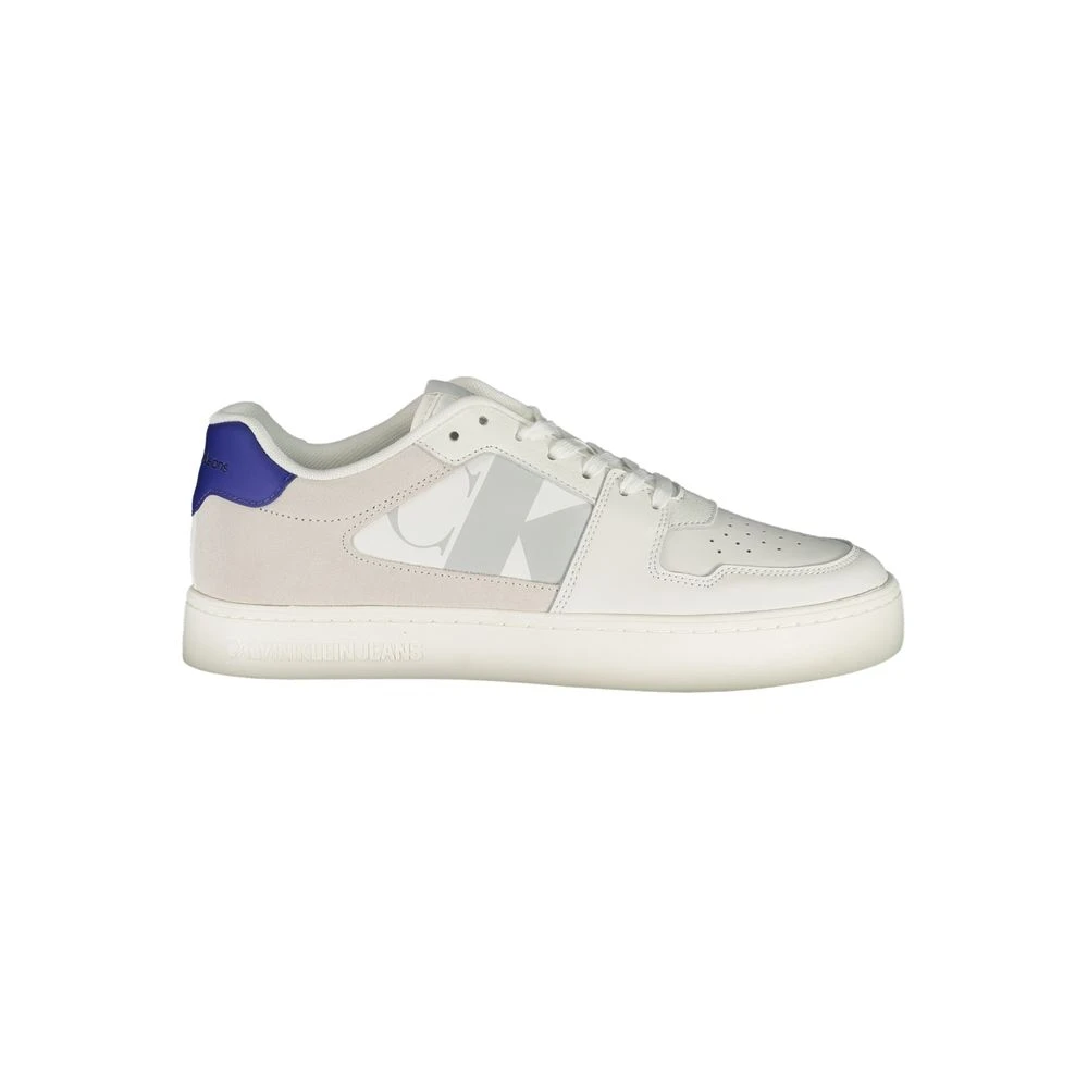 Calvin Klein Men's White Polyester Sneakers With Contrast Details