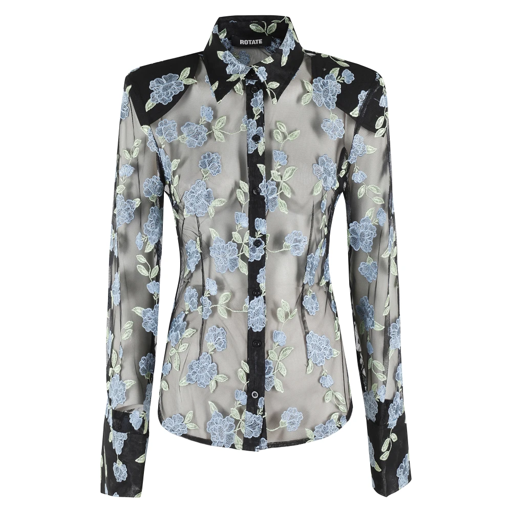 Rotate Birger Christensen Mesh Fitted Top Black Dames