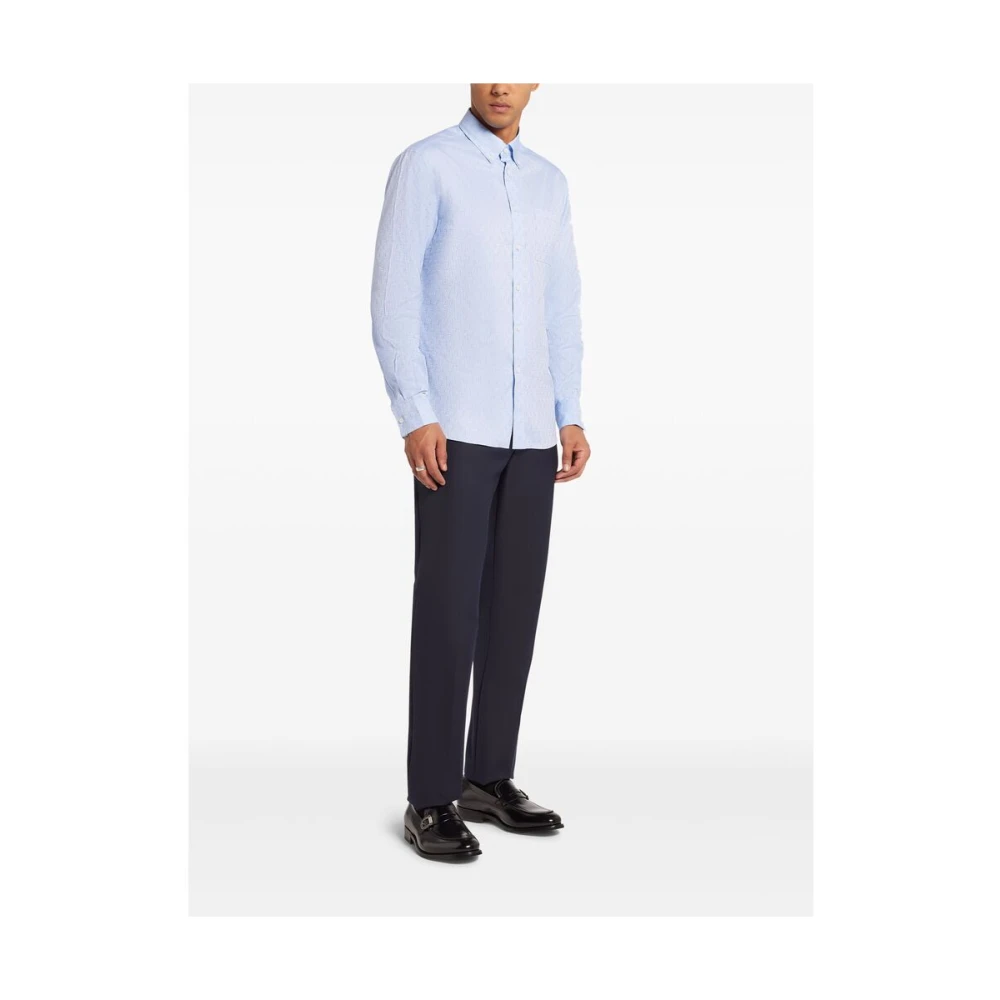 Salvatore Ferragamo Lichtblauwe Button-Down Overhemd Blue Heren