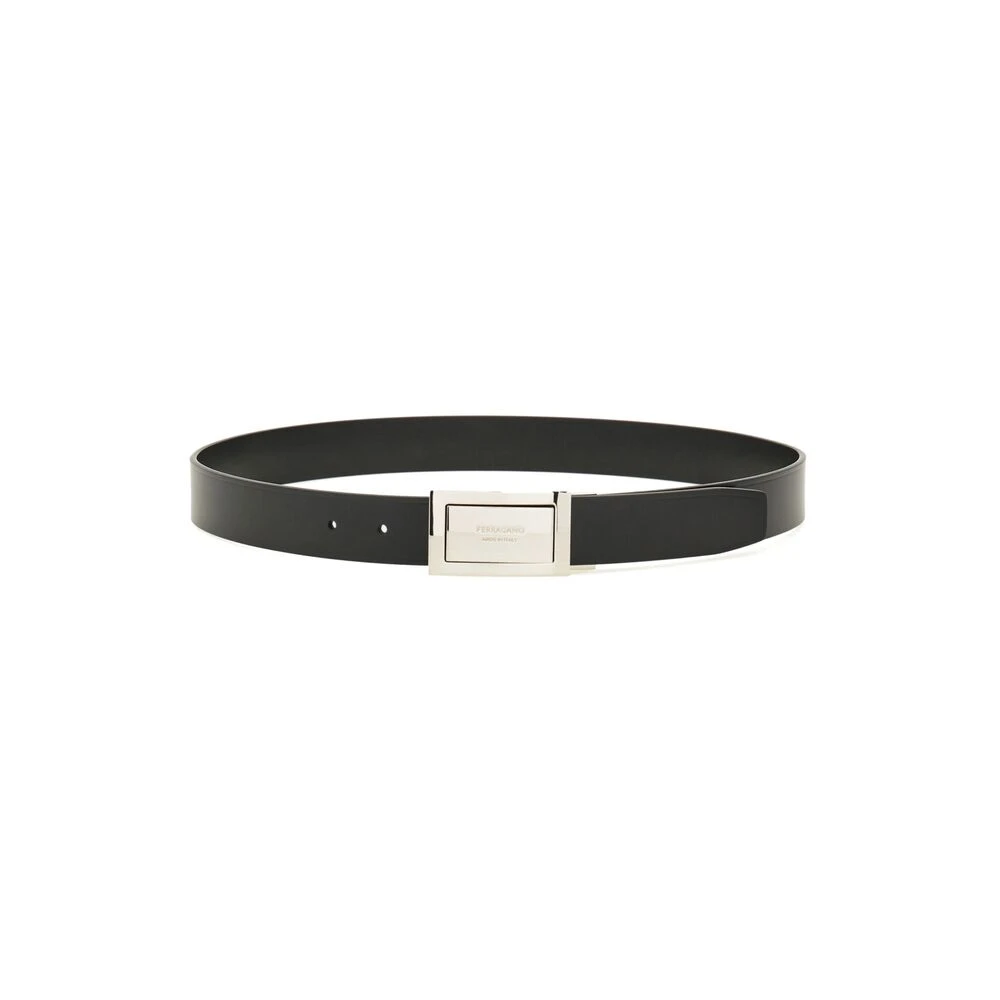 Salvatore Ferragamo Omkeerbare Leren Riem met Gesp Black Heren