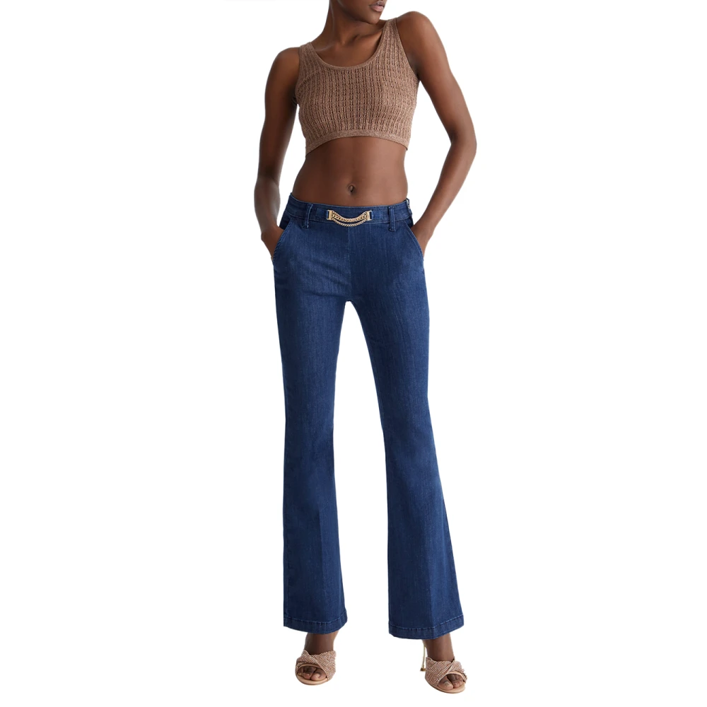 Liu Jo Blauwe Denim Flare Jeans met Hoge Taille Blue Dames