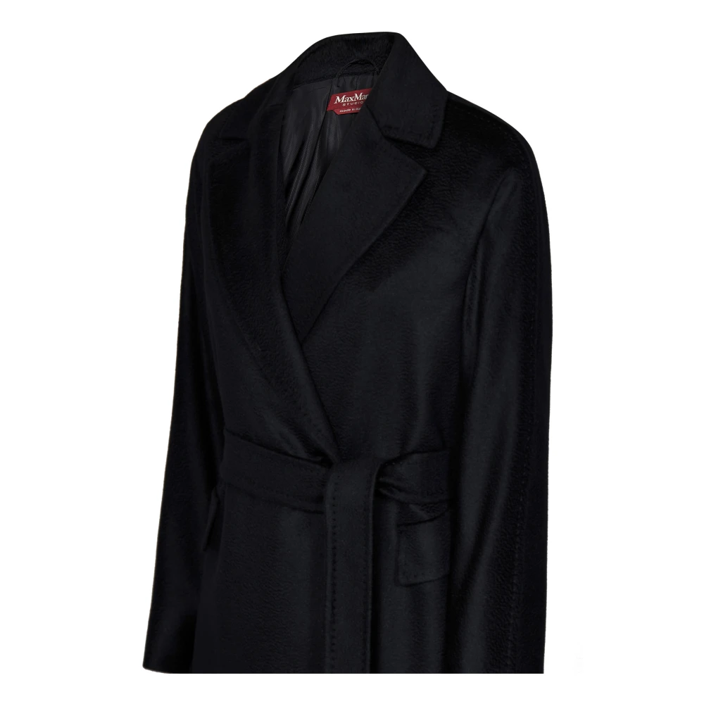 Max Mara Zwarte dubbelrijige wollen jas Black Dames