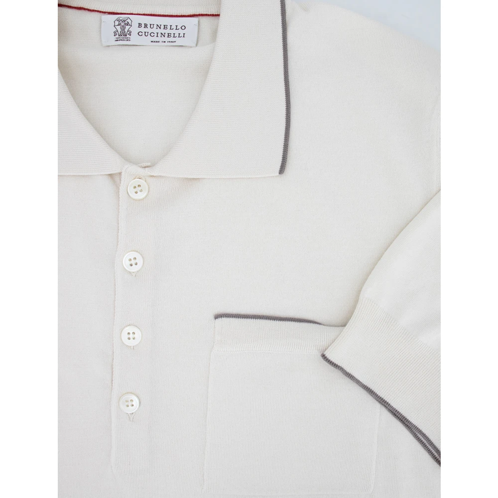 BRUNELLO CUCINELLI Polo Shirt met Stijlvolle Inzetstukken Beige Heren
