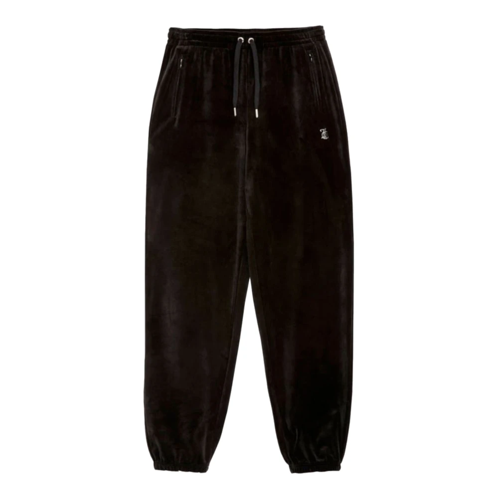 Juicy Couture Zwarte Fluwelen Broek met Zilveren Strass Logo Black Dames