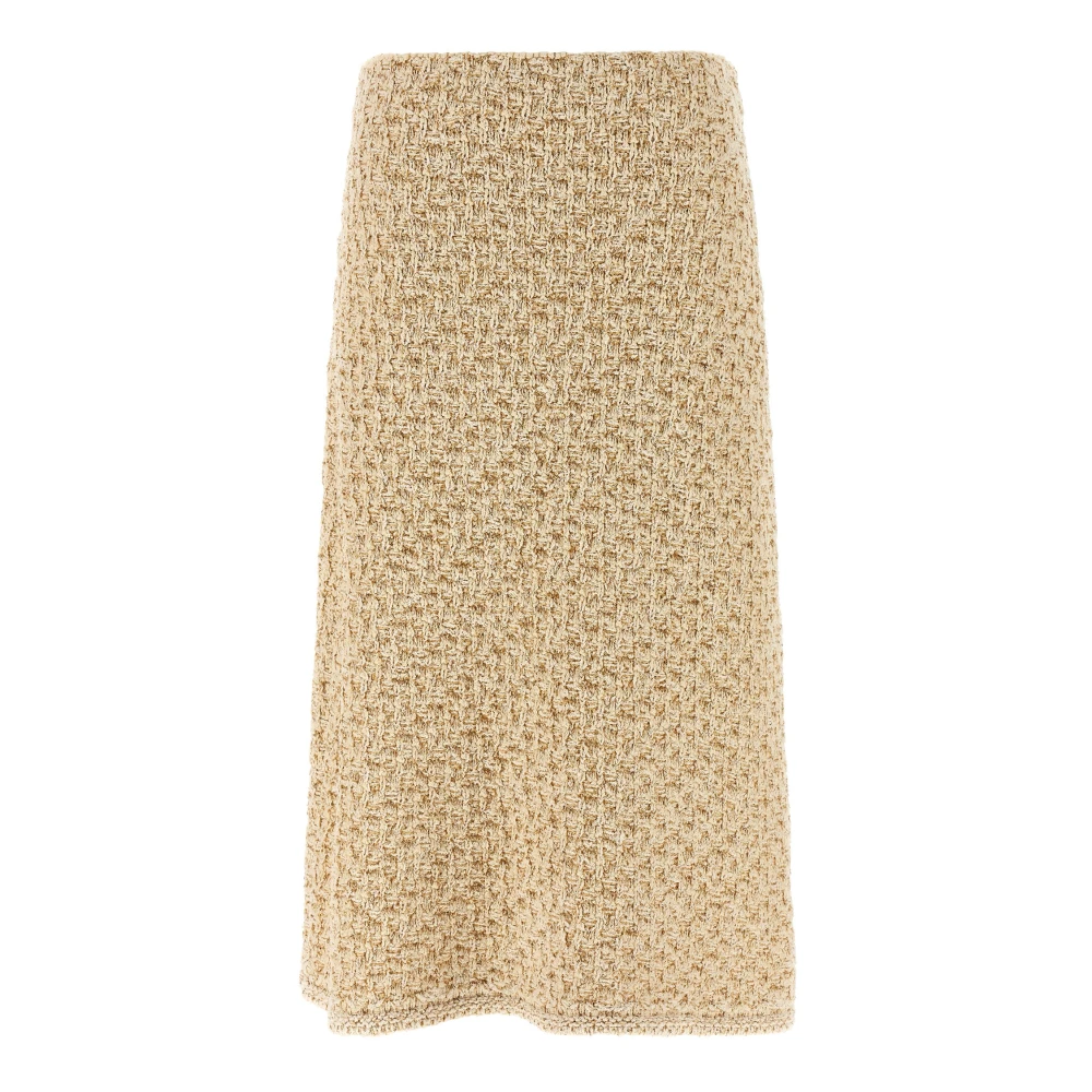 Fabiana Filippi Yellow Sequin Denim-Effect Tweed Midi Skirt - Female - Midi Skirts - S - Skirts