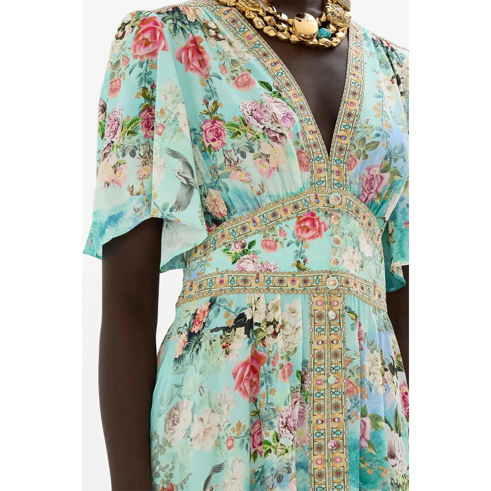 Camilla Zijden jurk met vlindermouwen Multicolor Dames