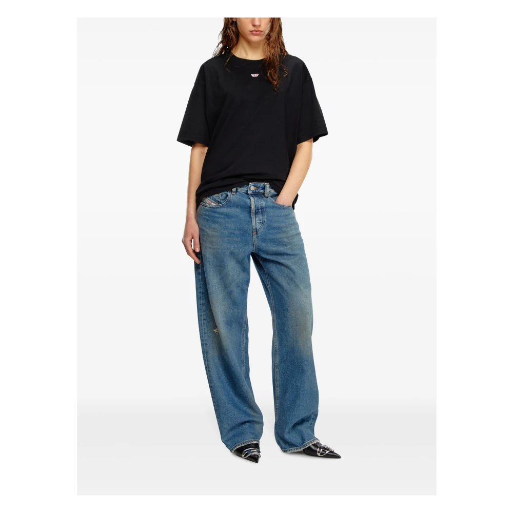 Diesel Zwarte T-shirts en Polos met D-patch Black Heren
