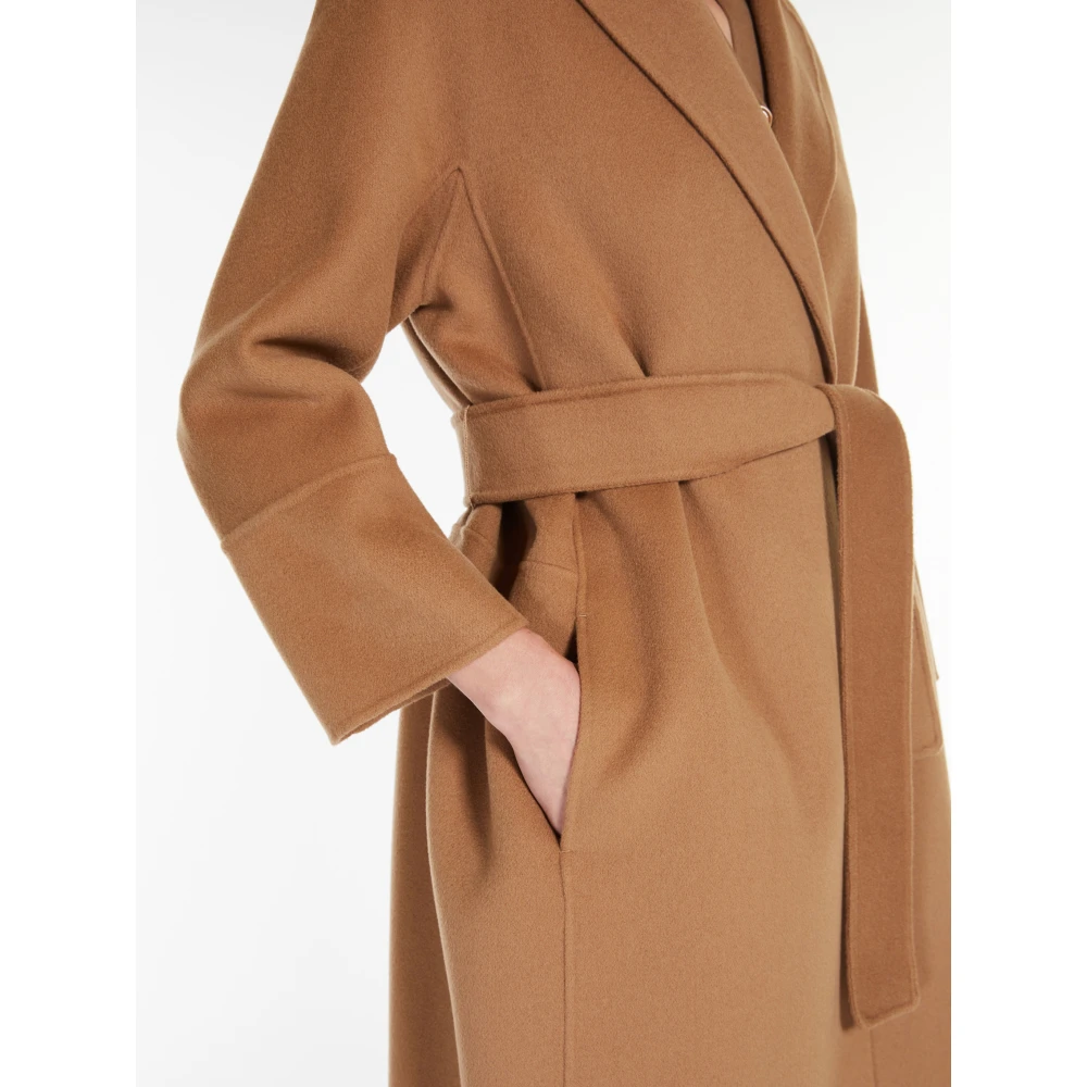 Max Mara Bruine Wollen Jas Kimono Stijl Brown Dames