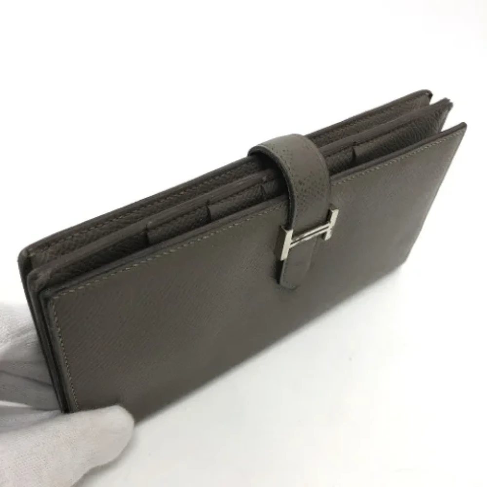 Hermès Vintage Pre-owned Leather wallets Gray Dames