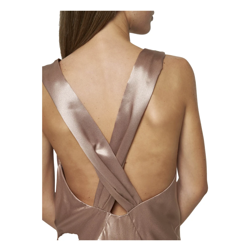 Saint Laurent Blush Pink Satijnen Lange Jurk Pink Dames