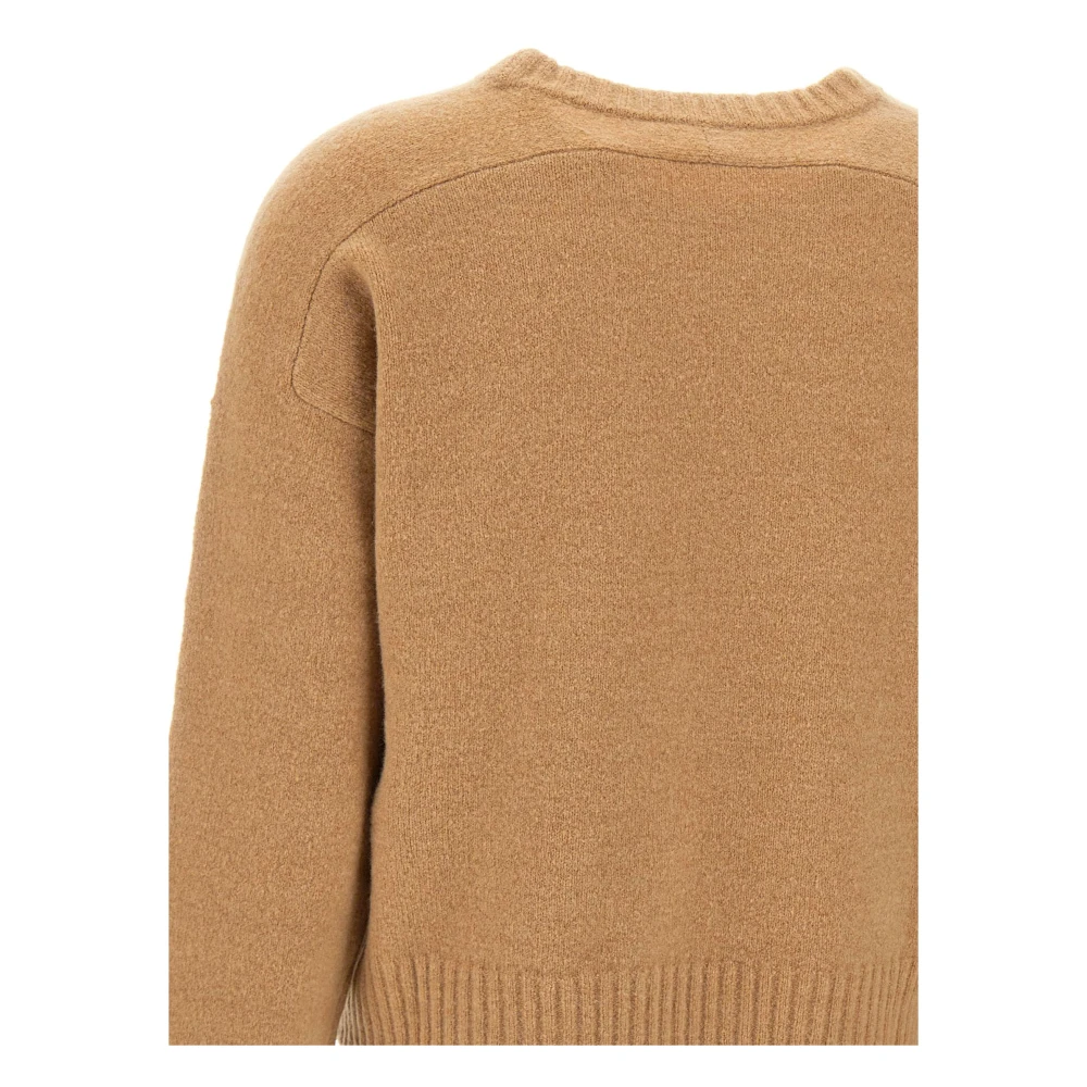 Kangra Bruine Wollen Trui Raglan Ronde Hals Brown Dames