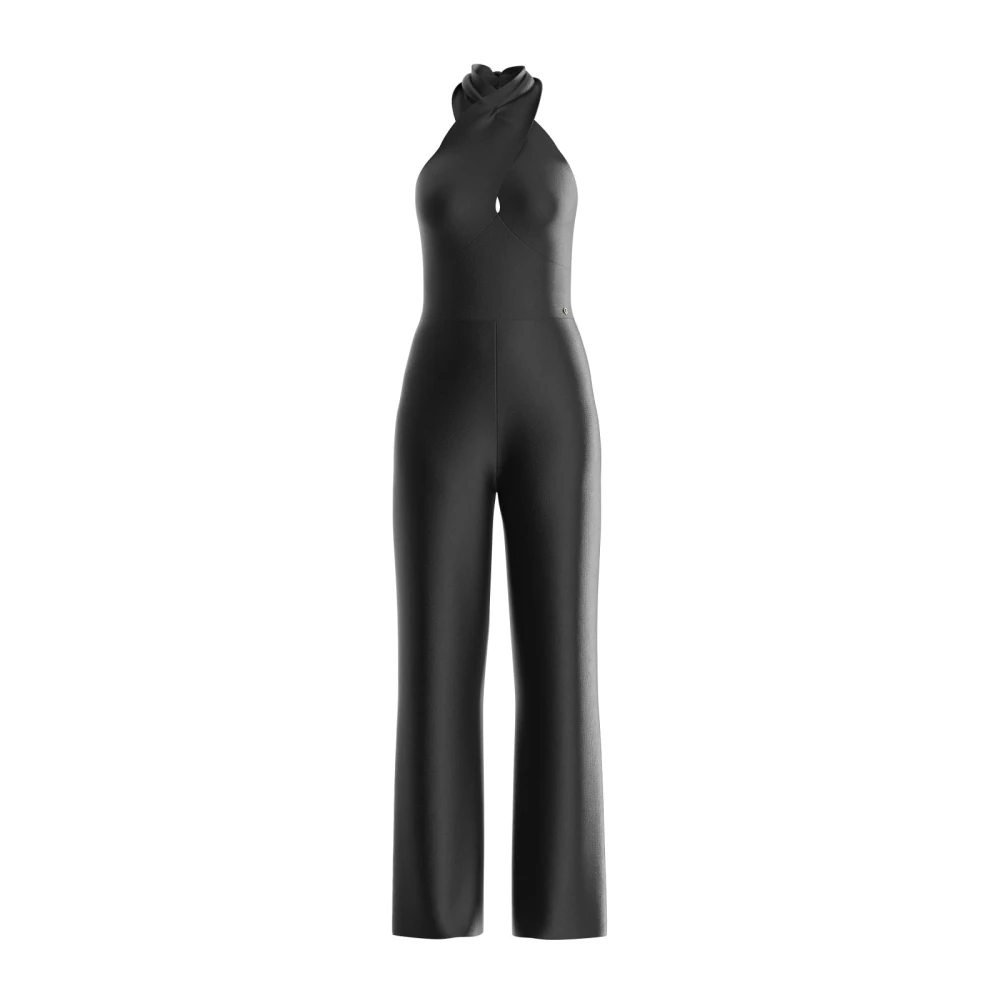 Guess Shiny Rib Overall Jumpsuit voor Vrouwen Black Dames