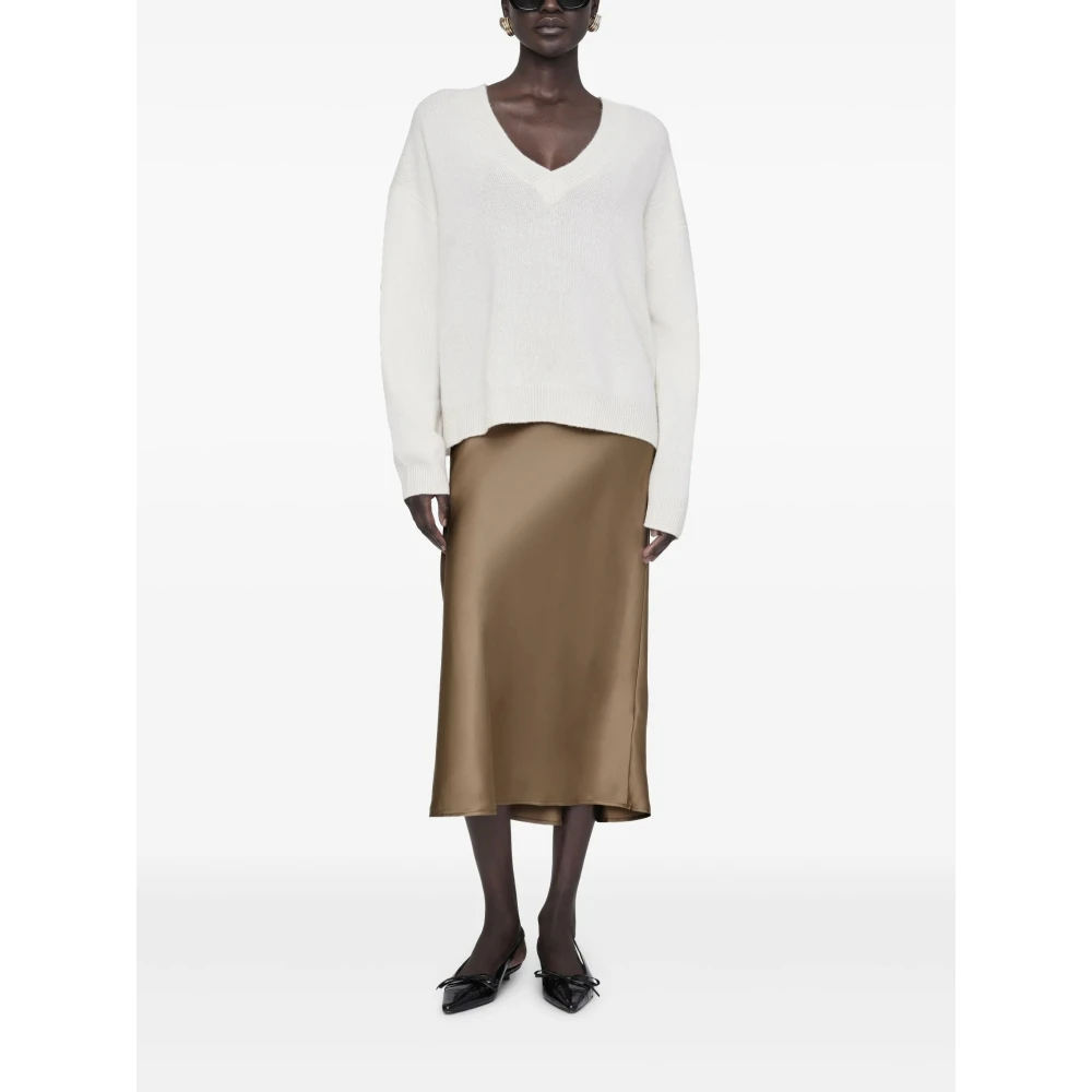 Anine Bing Zijden Midi Rok Brown Dames