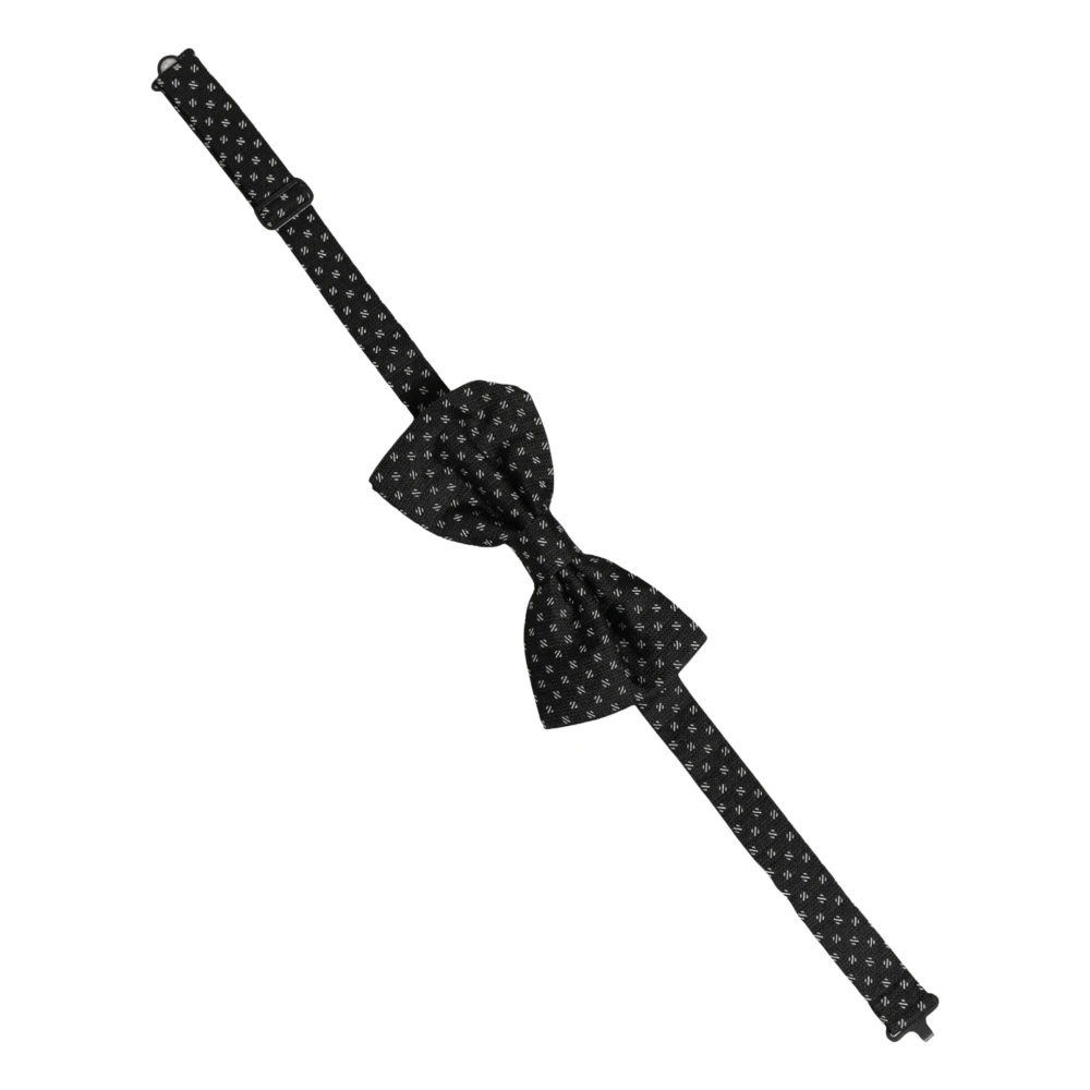 Dolce & Gabbana Men Dark Gray Patterned Adjustable Neck Papillon Bow Tie - Image 2