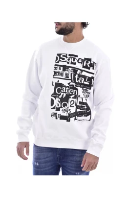 Vit Sweatshirt med Tryckt Logotyp