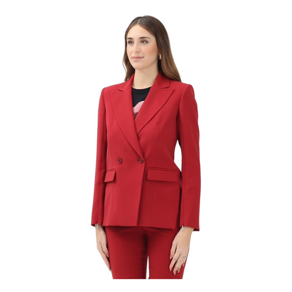PATRIZIA PEPE Rode double-breasted jas Essential stijl Red Dames