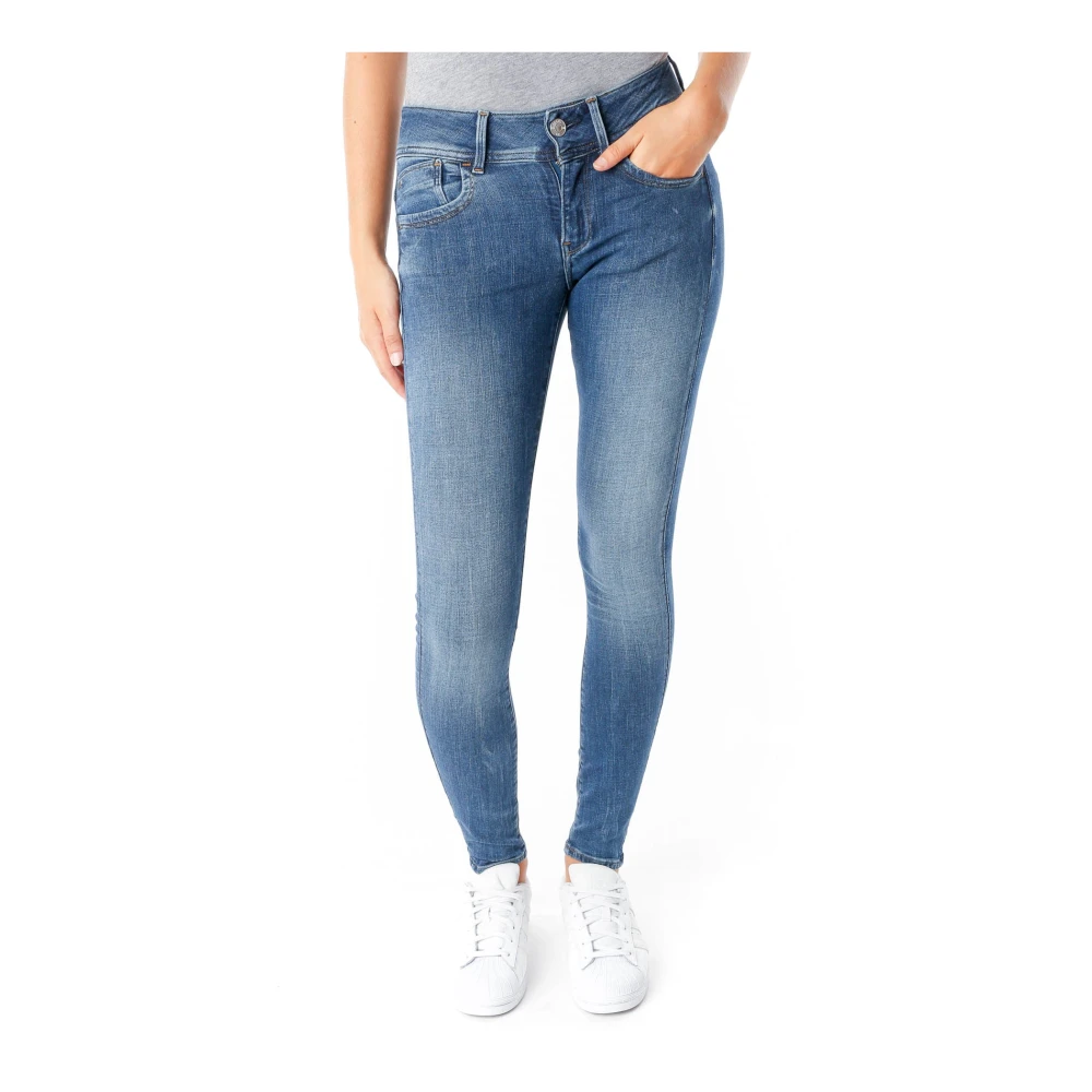 G-Star Mid Super Skinny Jeans Knoopsluiting Blue Dames