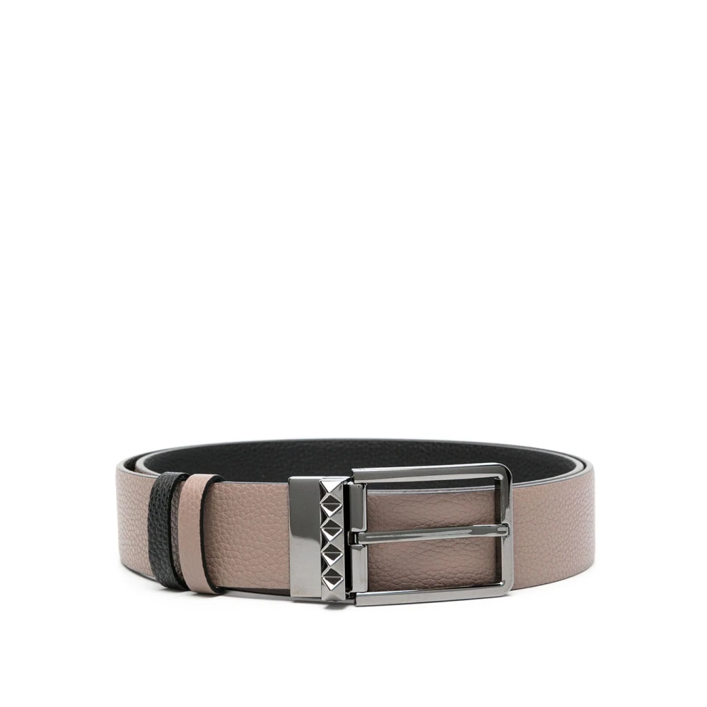 Valentino Garavani Stijlvol Leren Riem met Gesp Brown Heren