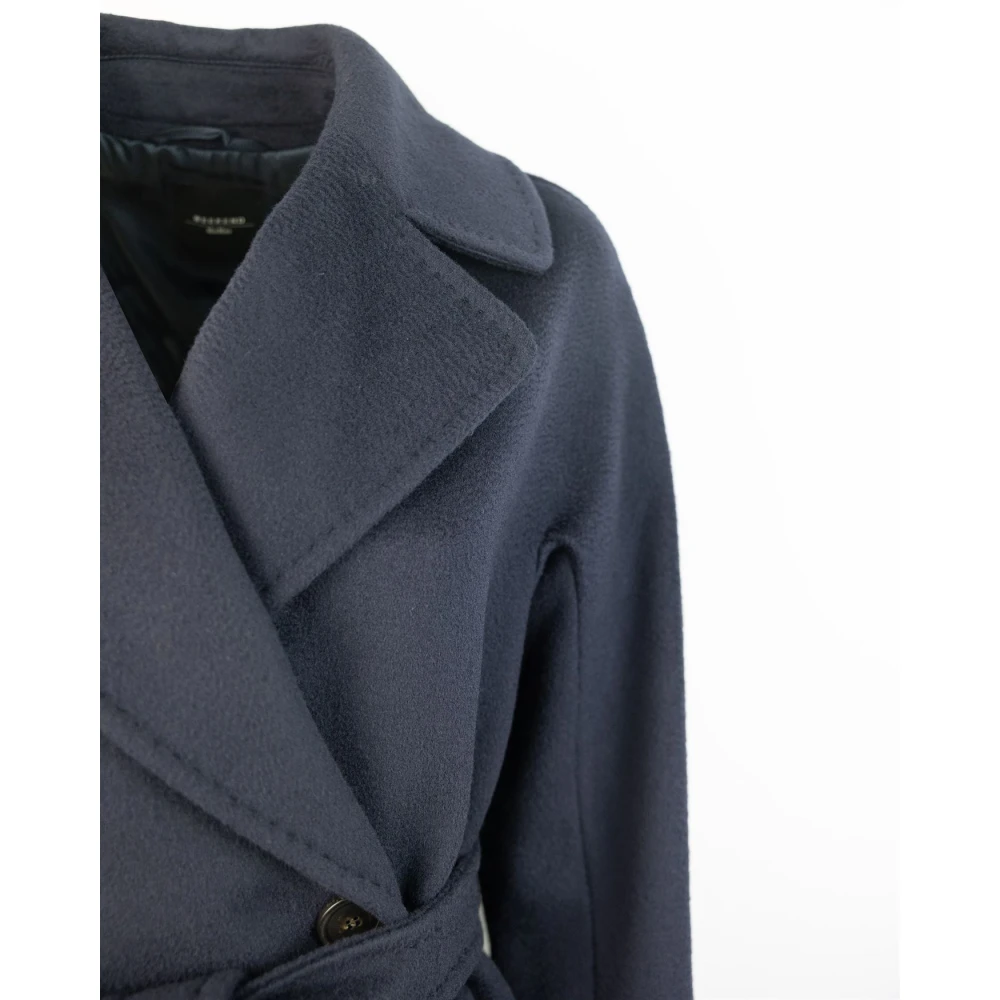 Max Mara Blauwe wollen jas met dubbele rij knopen Blue Dames