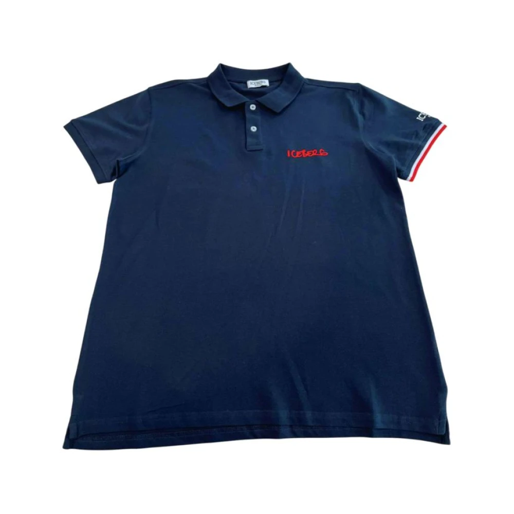 Iceberg Men's Blue Polo Shirts, M, Cotton Polo Shirt