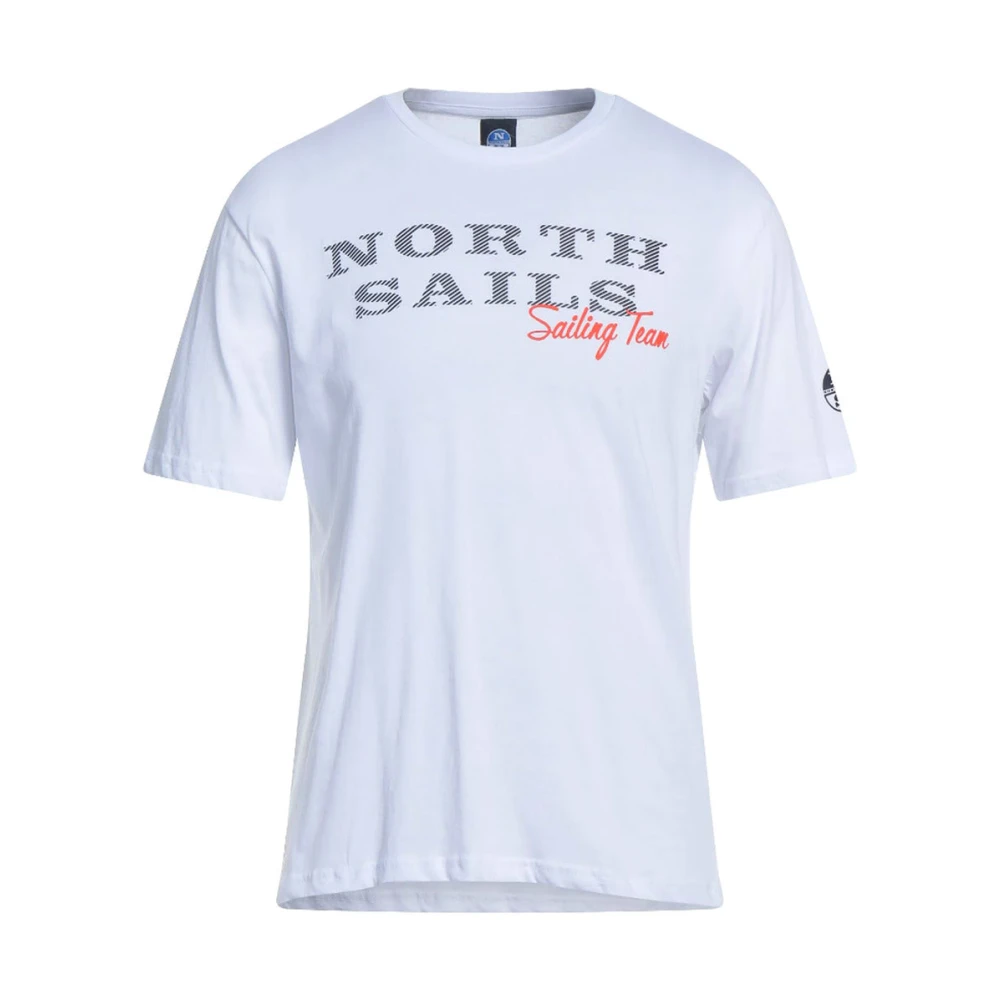 North Sails Witte Katoenen Logo Print T-shirt White Heren