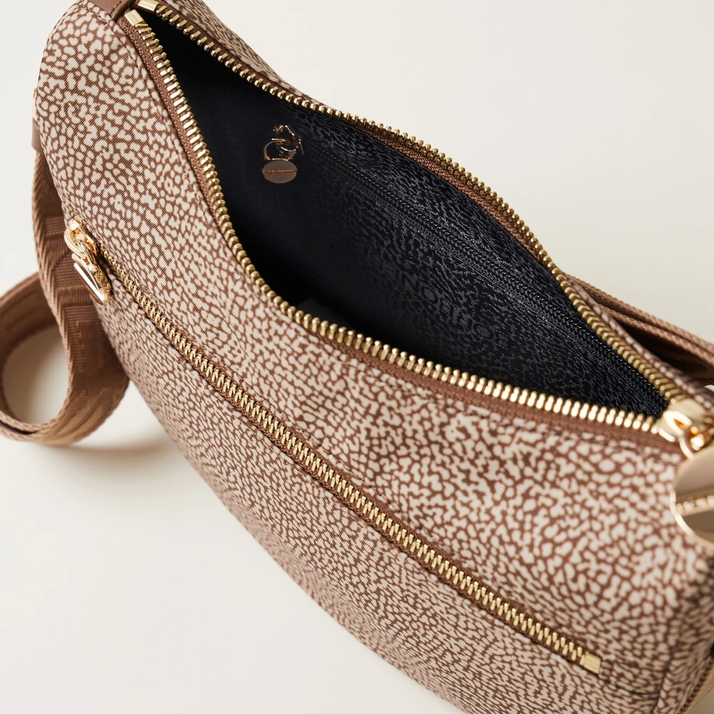 Borbonese Eco Line OP Bedrukte Stof Tas Brown Dames