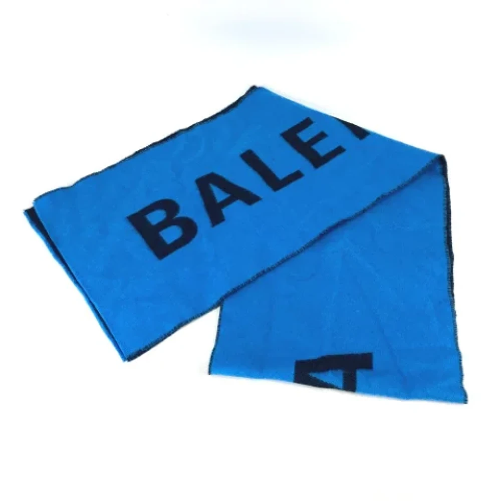 Balenciaga Vintage Pre-owned Wool scarves Blue Heren