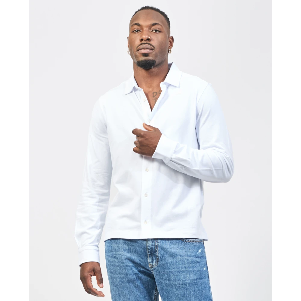 K-way Wit Overhemd Lange Mouw Modern White Heren