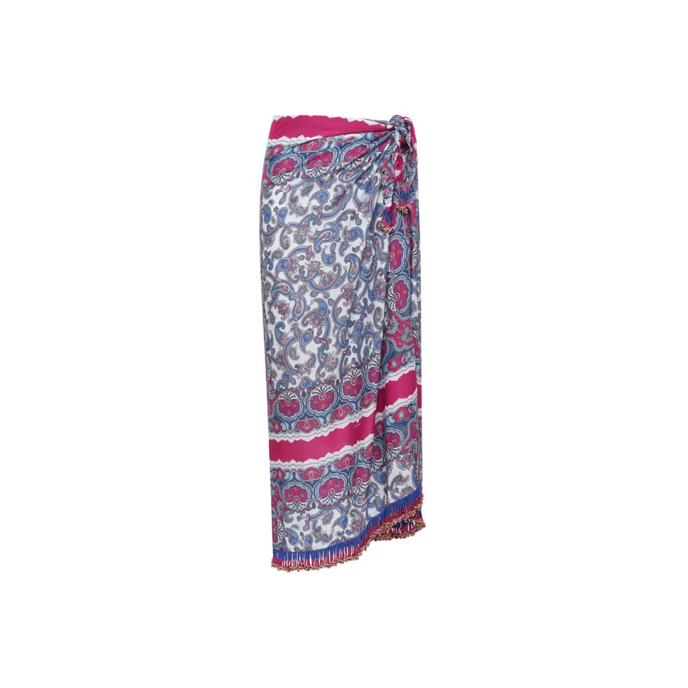 Maliparmi Women's Blue Midi Skirts, S/M, Sunset Paisley Skirt