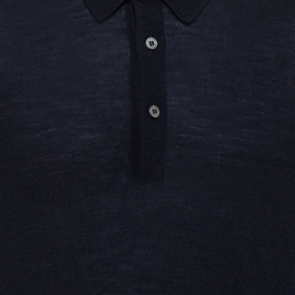 Tagliatore Italiaanse Wol Polo Shirt Blue Heren