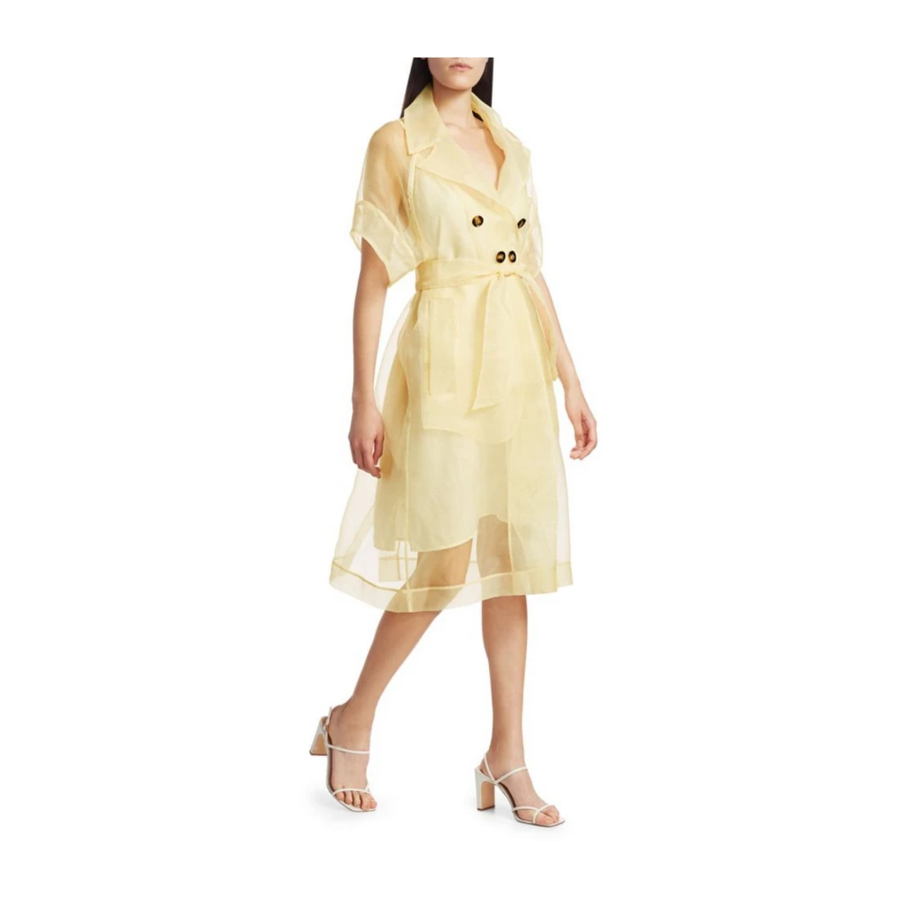 BAUM UND PFERDGARTEN Chiffon Wrap Jurk Korte Mouw Knoop Yellow Dames