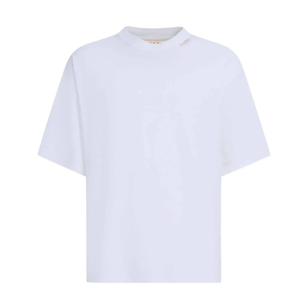 Marni Geborduurd Logo Katoenen T-shirt White Heren