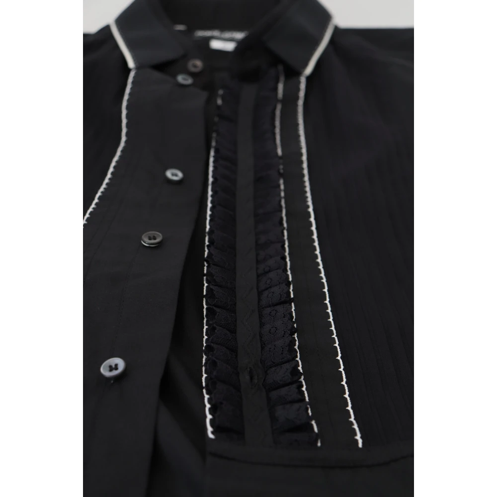 Dolce & Gabbana Elegant Slim Fit Tuxedo Dress Shirt Black Heren