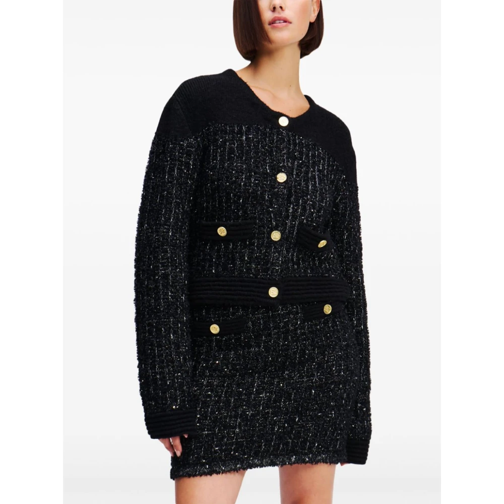 Karl Lagerfeld Cardigan Boucle Zwart MET Gouden Knopen Black Dames