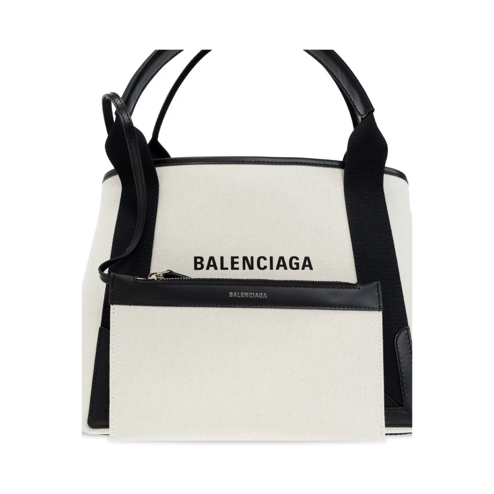 Balenciaga Navy Small Cabas Bag Beige Dames