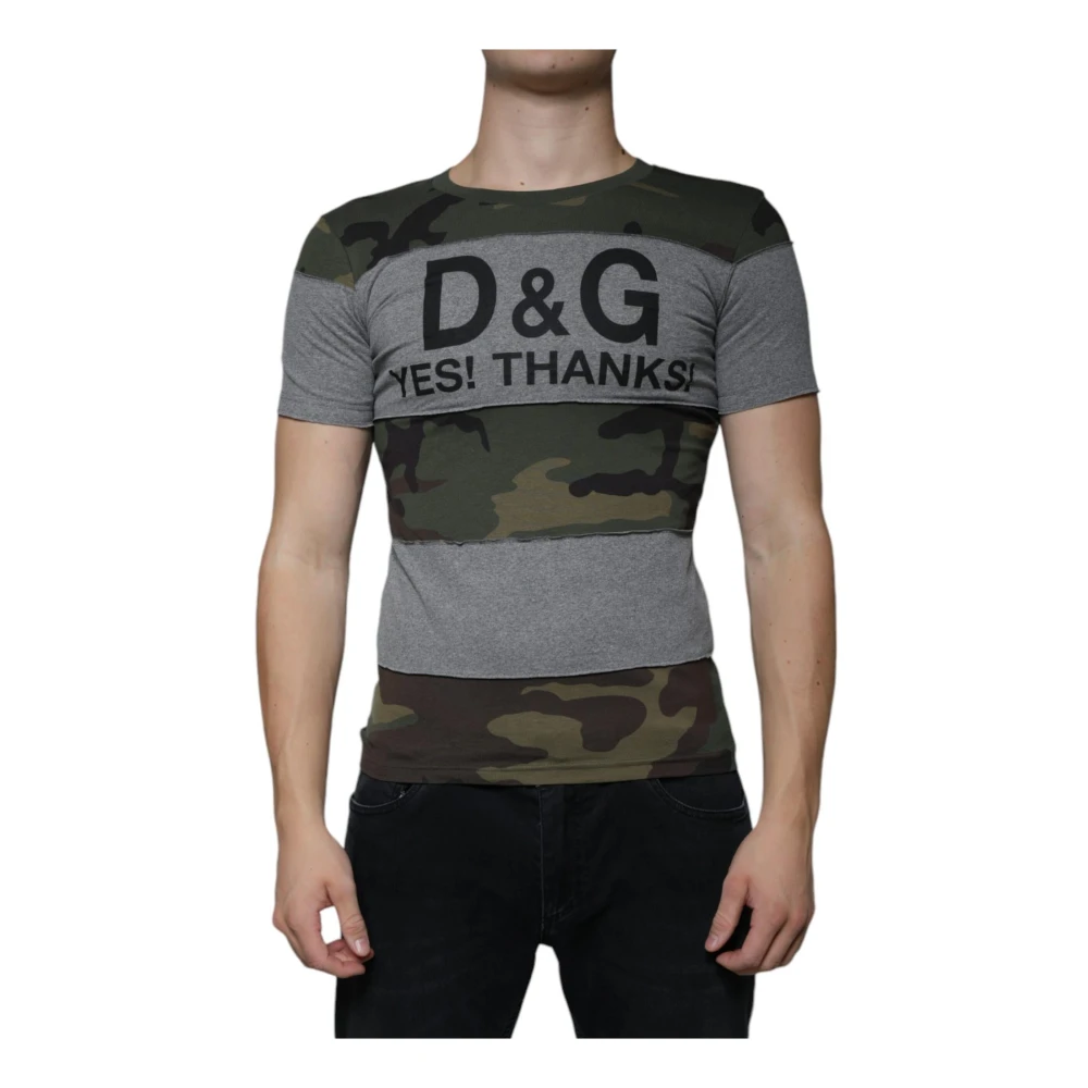 Dolce & Gabbana Men's Multicolor Camouflage Print Cotton Crew Neck T-Shirt