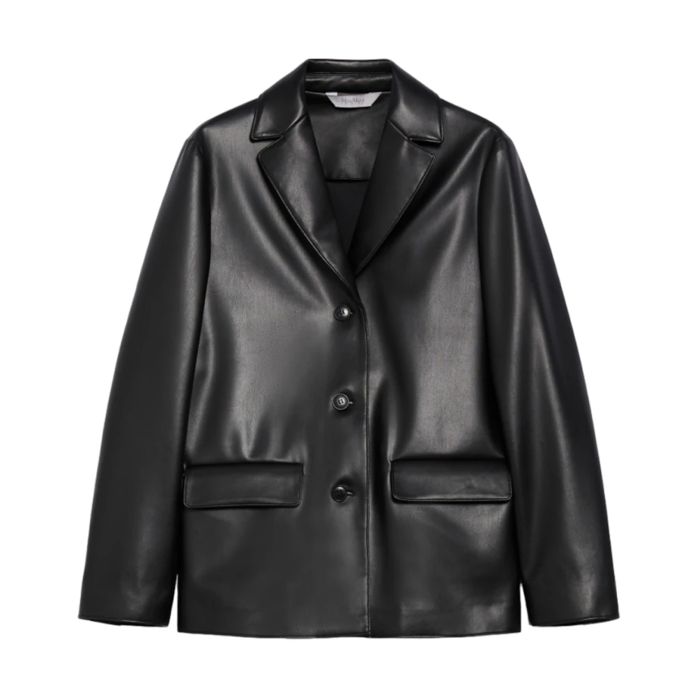 Max Mara Zwarte Jersey Blazer met Revers Black Dames