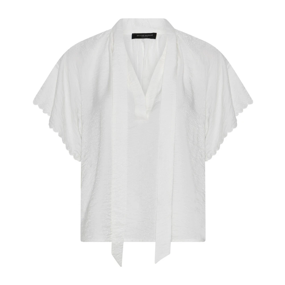 Bruuns Bazaar Witte blouse met korte mouwen White Dames