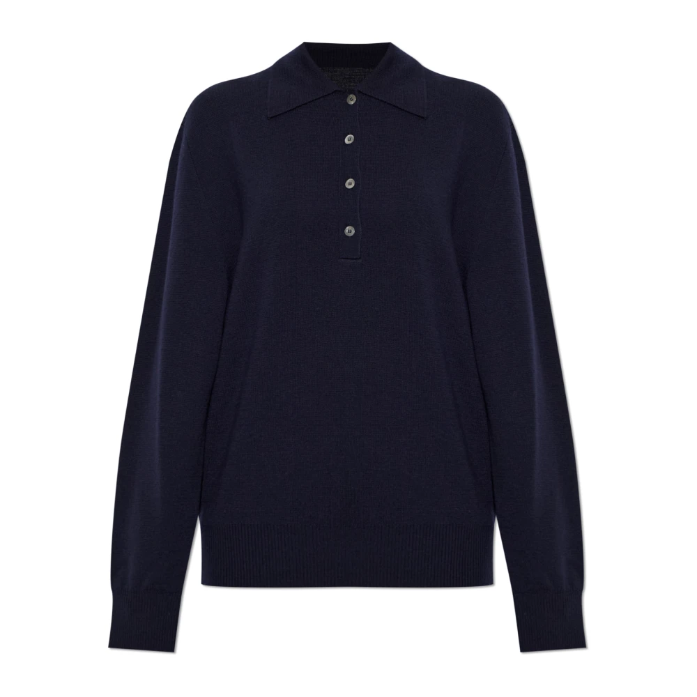 Róhe , V-Neck Knitwear, Female, Blue, S, Wool Polo