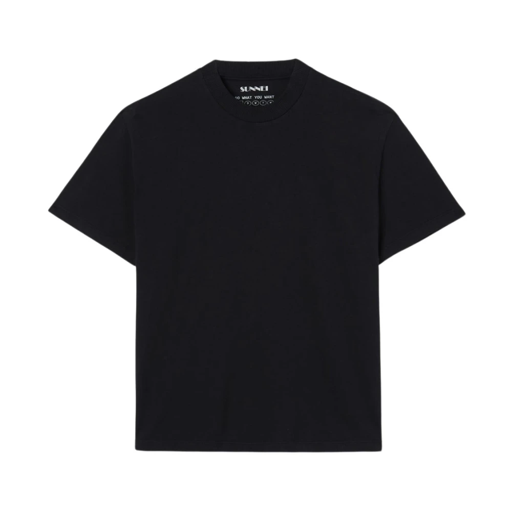 Sunnei Zwarte katoenen T-shirt met strijklogos Black Unisex