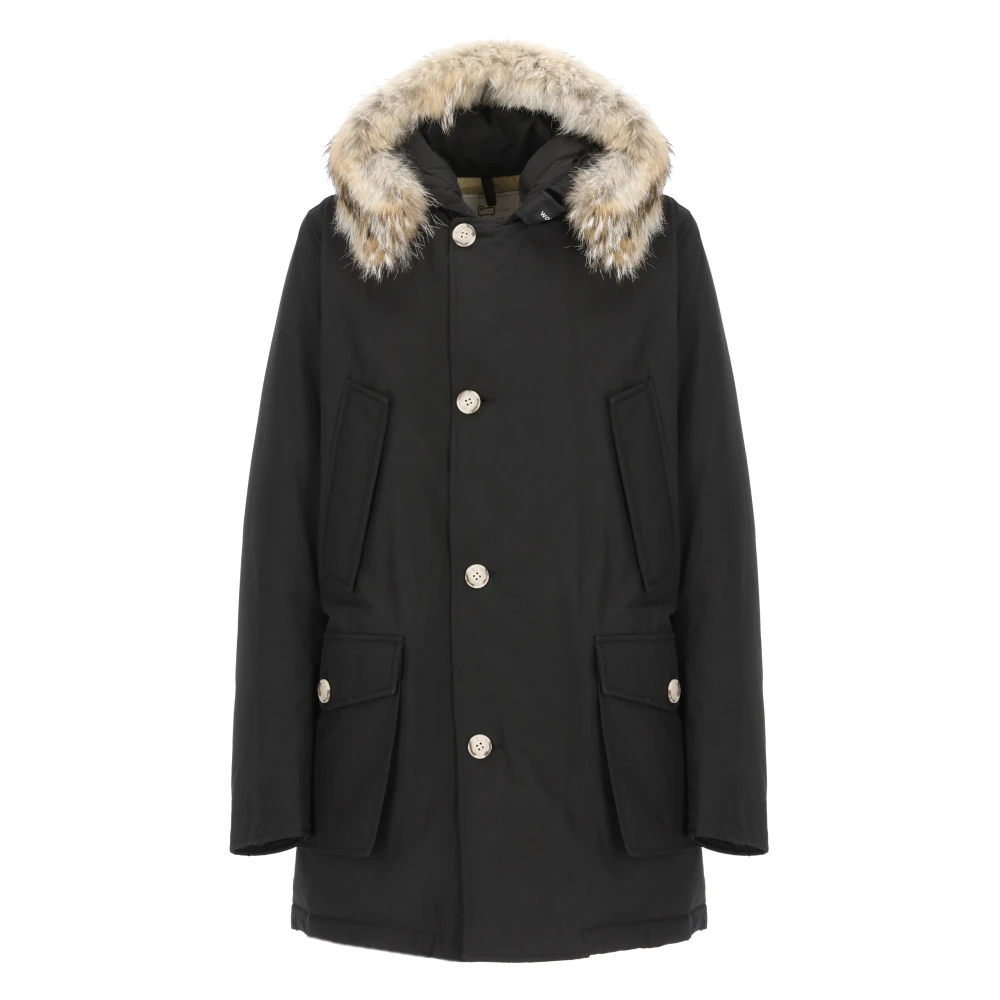 Woolrich Zwarte Katoenen Parka met Capuchon Black Heren