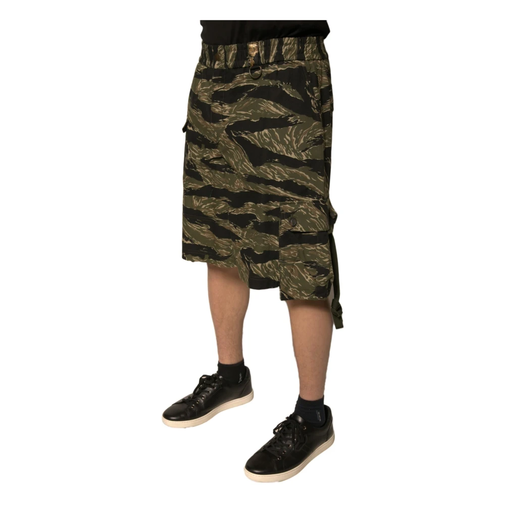 Dolce & Gabbana Zwart Goud Patroon Bermuda Shorts Multicolor Heren