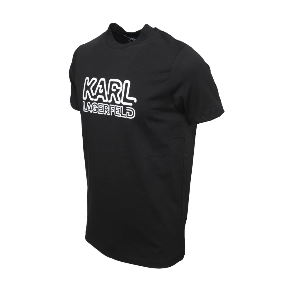 Karl Lagerfeld Zwarte opblaasbare logo T-shirt Black Heren