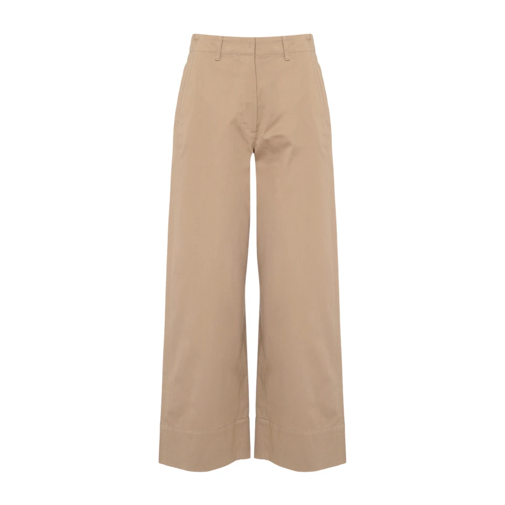 Max Mara Beige Katoenen Wijde Pijp Broek Beige Dames