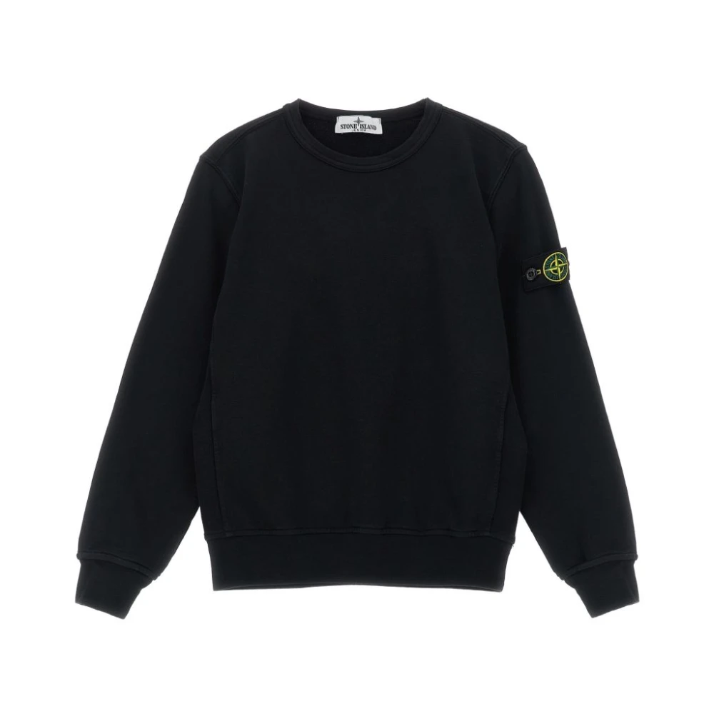 Stone Island Black Kids Sweatshirts, Male, 8 Y, Crewneck Sweatshirt