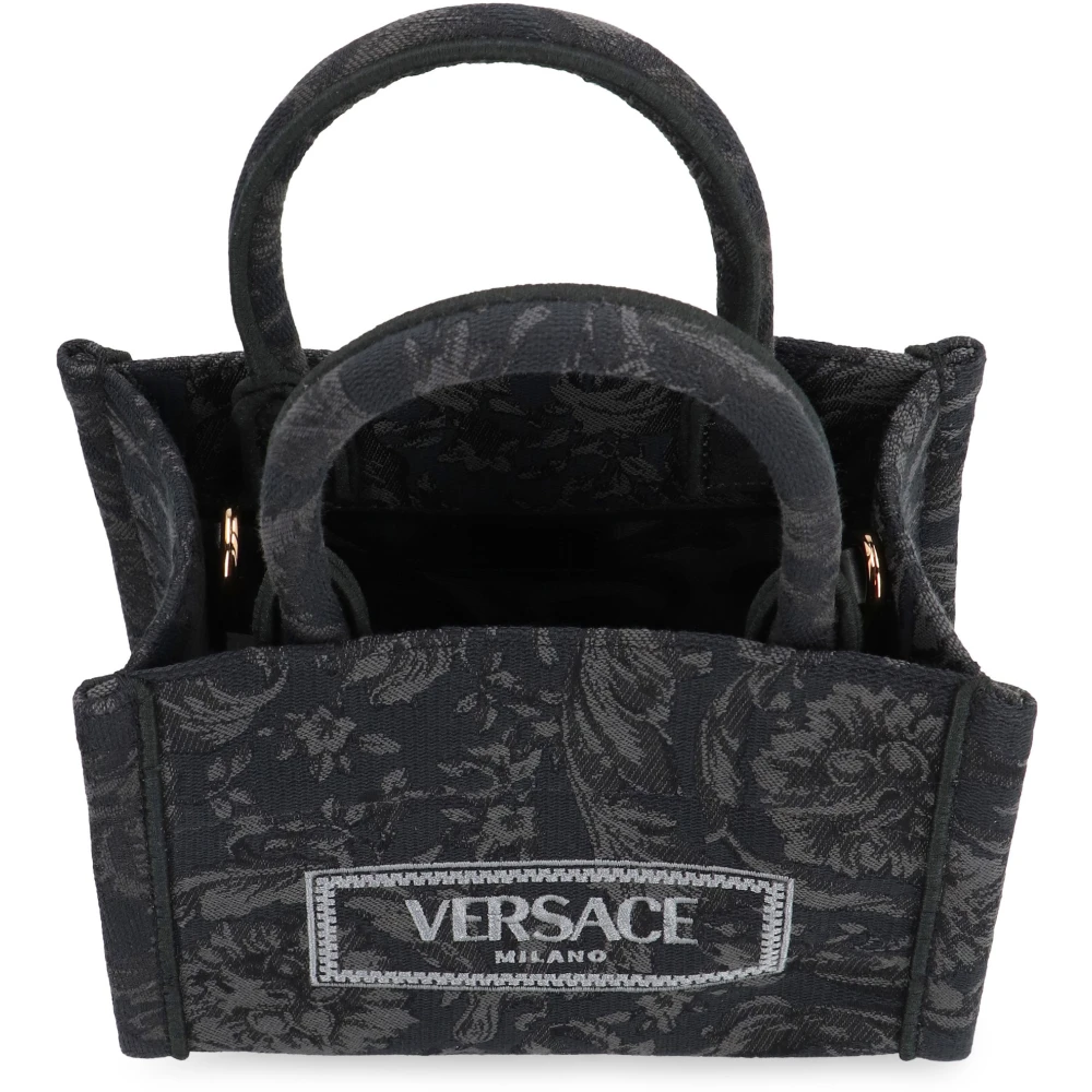 Versace Barocco Jacquard Mini Tote Tas Black Dames