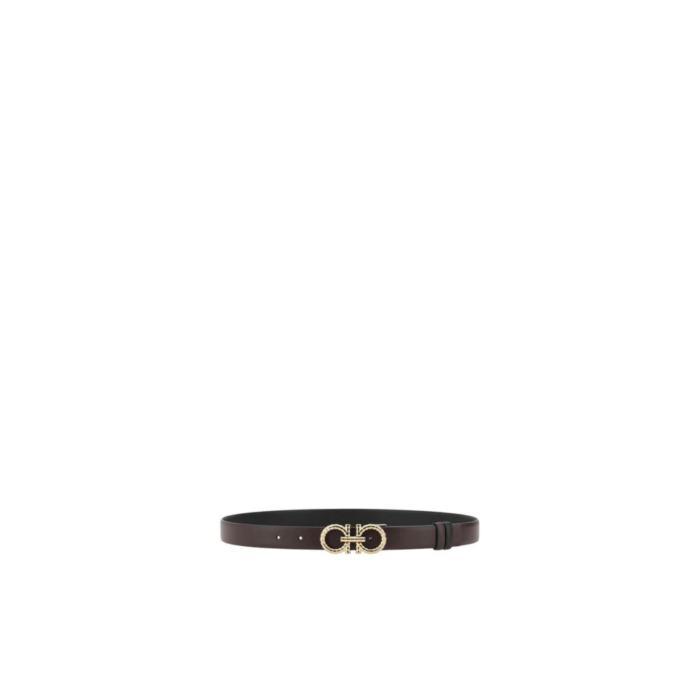 Salvatore Ferragamo Omkeerbare leren riem met Gancini-gesp Brown Dames