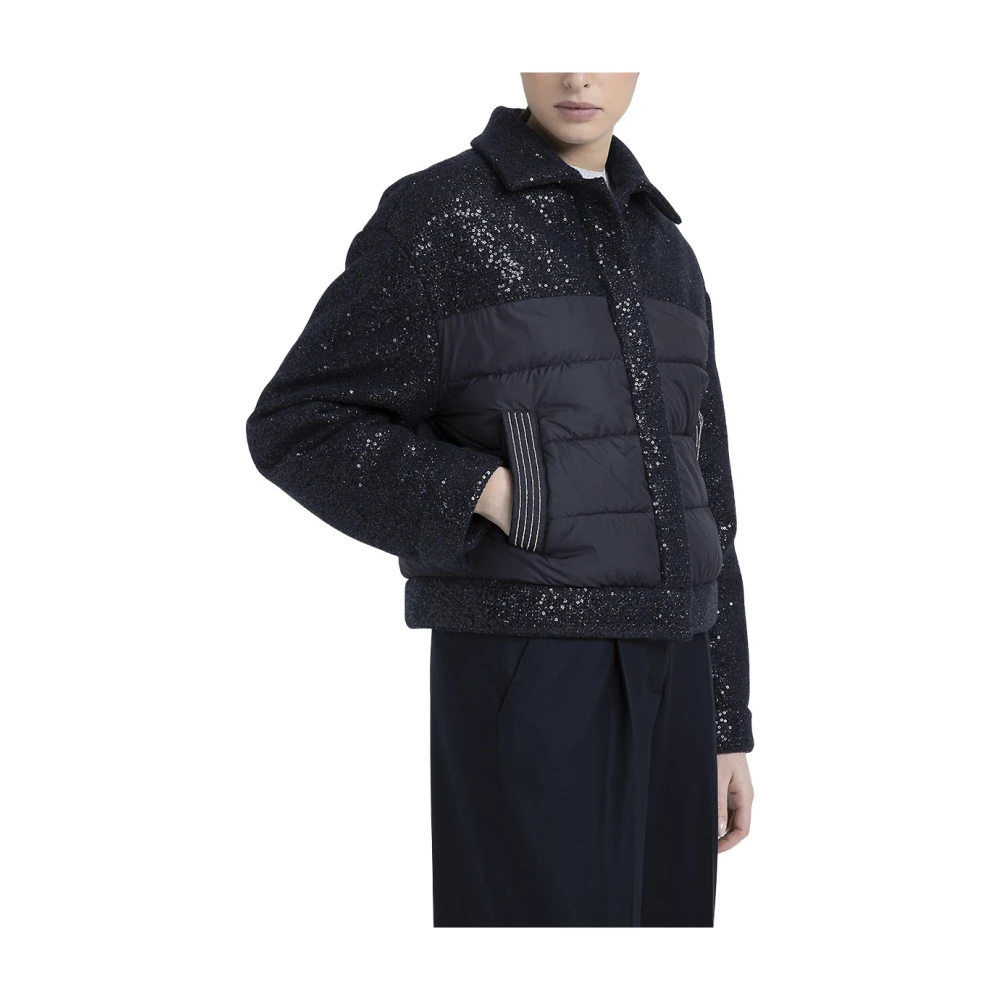 PESERICO Lurex stof donsjack met pailletten Blue Dames