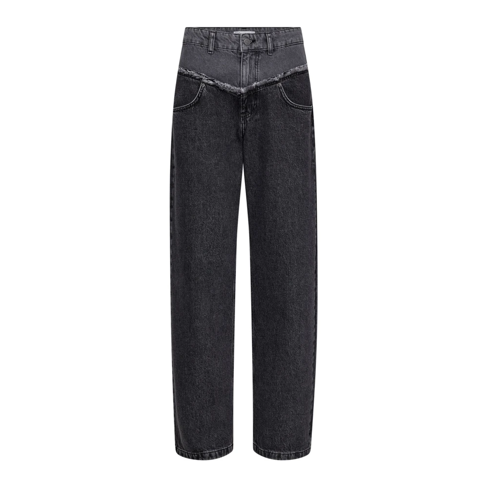 Co'Couture Grijze Blok Jeans met Wijde Pijpen Gray Dames
