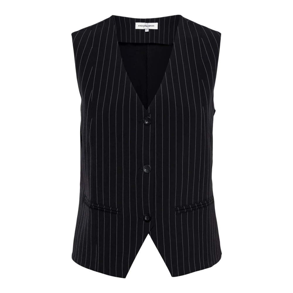 &Co Woman Gewatteerde Vest met Capuchon Black Dames
